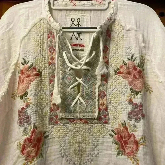 Johnny Was For Sundance Joanne Gauze Embroidered Blouse -Boho. Size Small - Picture 3 of 9